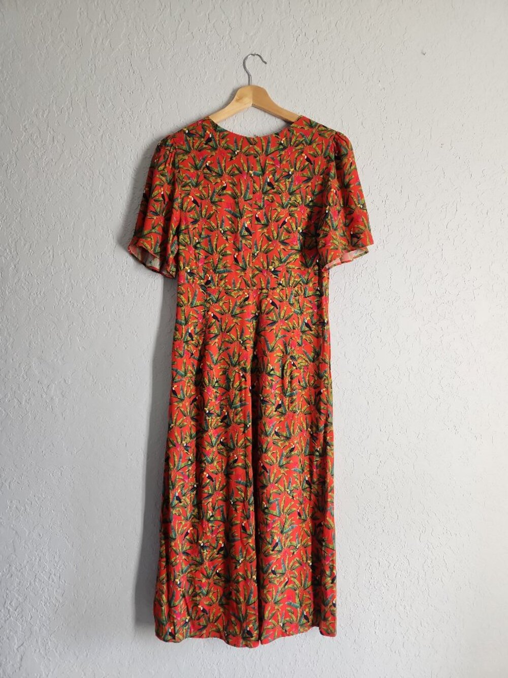 FARM Rio Tucano Paradise Midi Dress tropical parrots palm leaves print size S - Picture 6 of 15
